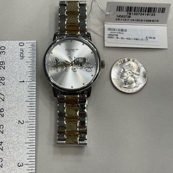COACH SOLD! Coach Grand Women's Two Tone Horse & Buggy Design Watch 36mm - Picture 6 of 7